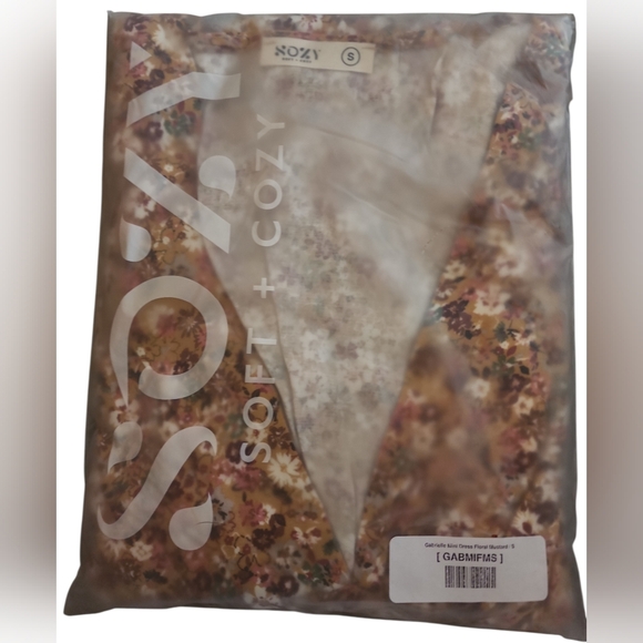 Sozy Tencel Gabrielle Mini Dress Yellow Multi Floral NWT Small In Package - Picture 2 of 4